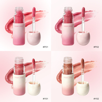Tube de brillant à lèvres vide CC36645 en forme de boule mignonne, rose dégradé, avec logo personnalisé, contenant en plastique pour huile à lèvres, flacon d'emballage pour teinte à lèvres
