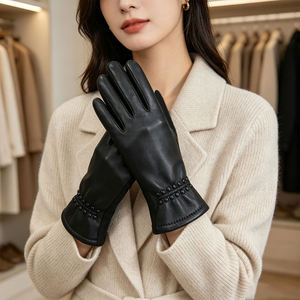 Women's Winter PU <b>Gloves</b> Fleece Lined and Thickened Outdoor Warm <b>Gloves</b> Fashionable and Elegant <b>Gloves</b> Factory Wholesale. - Product Image 1