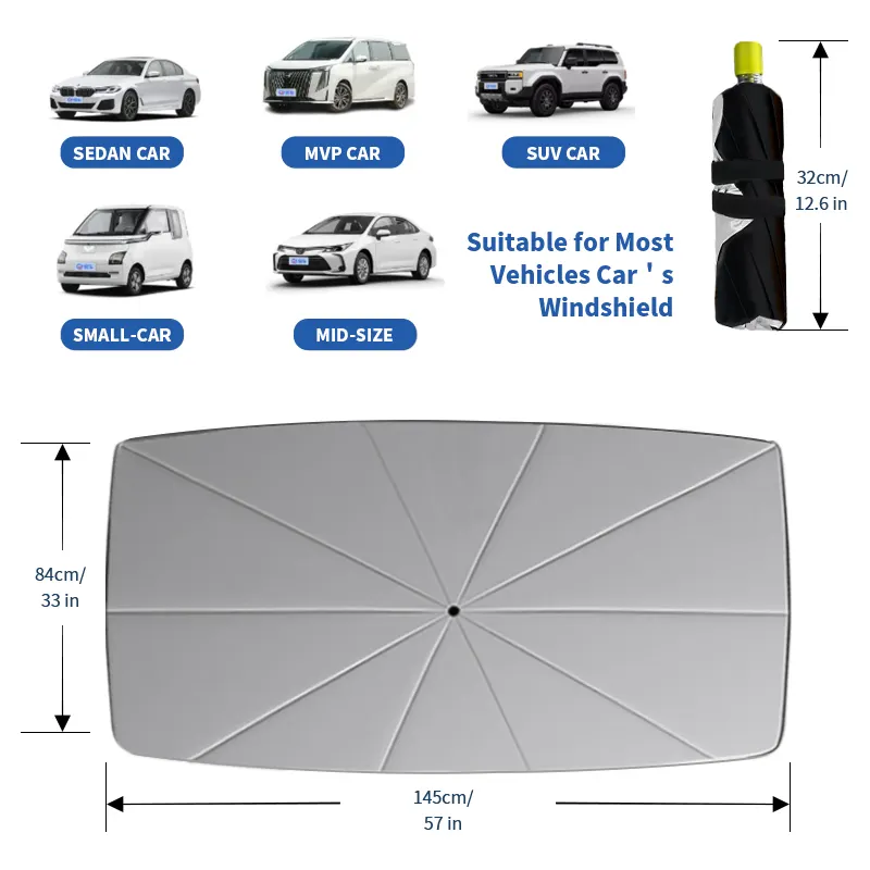 Blockieren Sie UV-Strahlen Hitze Auto-Visoren-Schutz faltbare Windschutzscheibe Sonnenschutz Autobedeckung Auto-Sonnenblende Regenschirm zum Kühlen des Fahrzeugs