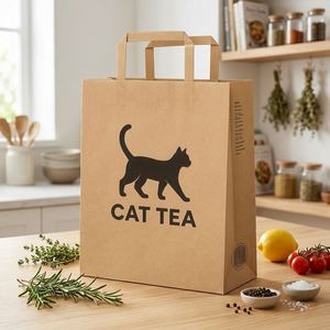 Bolsas de Papel Kraft con Logotipo Personalizado, Asas Planas, Orificio de Ventilación Lateral, Empaque para Bebidas Calientes, Té, Té de Burbujas, Suministro al por Mayor para Cafeterías - Product Image 3