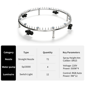 Fontaine musicale ronde de 3 m, fontaine en acier inoxydable 304 pour l'extérieur, avec éclairage LED RGB étanche - Product Image 2