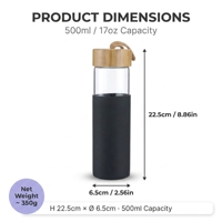 Bouteille d'eau en verre de 500 ml avec couvercle en bambou et manchon en silicone, corde de transport, en borosilicate, réutilisable, écologique, logo personnalisé, OEM