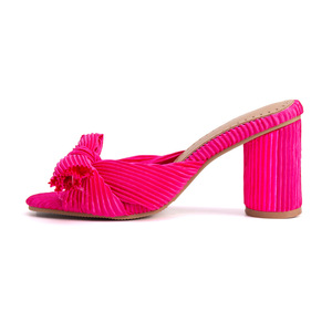 Sandales à talons hauts compensés et confortables pour femmes, avec nœud, en textile, à bout ouvert, pour soirée - Product Image 3