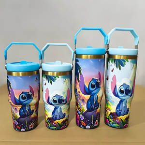 Nouveau Gobelet Isotherme Personnalisé de Designer 30oz 40oz à Double Paroi en Acier Inoxydable avec Motif Dessin Animé Stitch, Poignée et Paille - Product Image 3