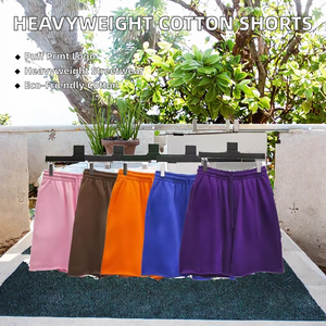 High Quality Heavyweight 100% Cotton Puff Printing Mid Drawstring Closure Breathable Anti-Wrinkle Eco-Friendly Casual Shorts <b>Men</b> - Product Image 2