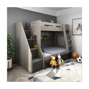 Contemporary Pine Wood Bunk Bed with Ladder for Kids Changeable Design for Staircase Workshop Villa or Exterior Use