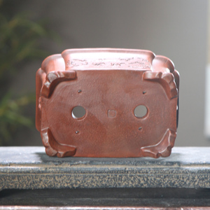 Maceta Rectangular de Arcilla Morada con Diseño de Elefante, Estilo Tailandés Antiguo, Acabado Desgastado - Product Image 4