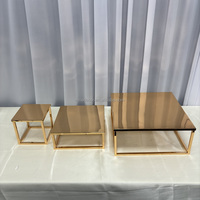 Nouveau Design Ensemble de 5 Buffet Banquet en Métal Doré Gâteau de Mariage Dessert Bonbons Présentoir Alimentaire
