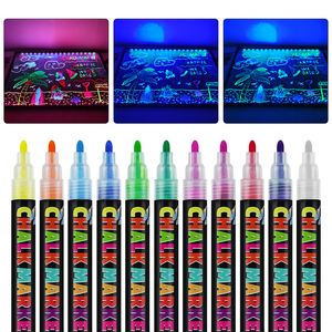 KHy Niet Giftige Op Water Gebaseerde Vloeibare Krijtpen 12 Kleuren Omkeerbare Kogelbeitelpunt Uitwisbaar 2Mm/4Mm Tips Kids School Art Benodigdheden - Product Image 1