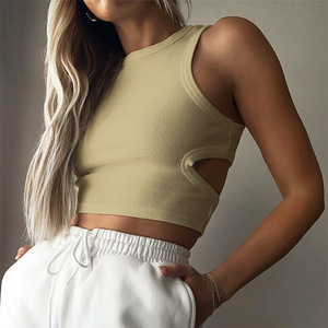 Débardeur court dos nageur pour <span class=keywords><strong>femme</strong></span>, style sportif, avec découpes, sans manches, collection été 2026, style UE/US, transfrontalier, faible MOQ - Product Image 5