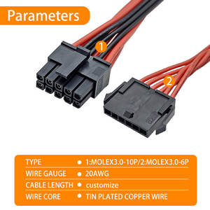 Conectores Molex 3.0 de 2, 4, 6, 8, 10 y 12 Pines, Conjuntos de Cables con Aislamiento de PVC, Arnés de Cableado Electrónico - Product Image 3