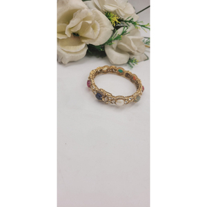 Traditional gemstone piece featuring multicolored stones and polki kundan work jewelry <b>set</b> - Product Image 1