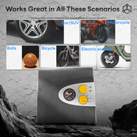 Bomba de Aire Mecánica de Alta Potencia, Inflador de Neumáticos Portátil de 12V CC, Material ABS, Monitor de Presión de Neumáticos, 4 Luces LED, Inflado Rápido