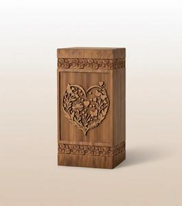 Wholesale Traditional Solid Wood <b>Memorial</b> Urn with Hand Carved Heart Design Cremation Ashes <b>Box</b> For Human Ash - Product Image 5