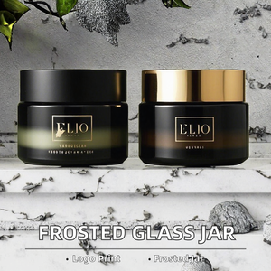 Frosted <b>Glass</b> Cosmetic Jar Gold Lid Cream <b>Container</b> 50ml 100ml Silk Screen Printed Custom Logo Skin Care Packaging - Product Image 2