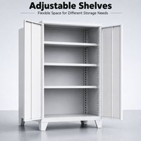 Armario de Herramientas de Acero Resistente con Doble Puerta, Cerradura Electrónica con Teclado, Estantes Ajustables, Patas Cónicas, Varios Colores para Garaje