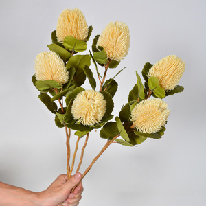Fleurs artificielles en bois de banian, branche unique, soie plastique, toucher naturel, décoration de mariage - Product Image 3
