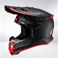 Casque de motocross de luxe en fibre de carbone avec accents rouges, équipement de course tout-terrain pour clubs de motocyclistes