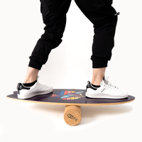 Planche d'équilibre pour adultes, design Surf Gym Roller, pour entraînement sportif, planche d'équilibre Surf Wobble avec rouleau en liège, en bois
