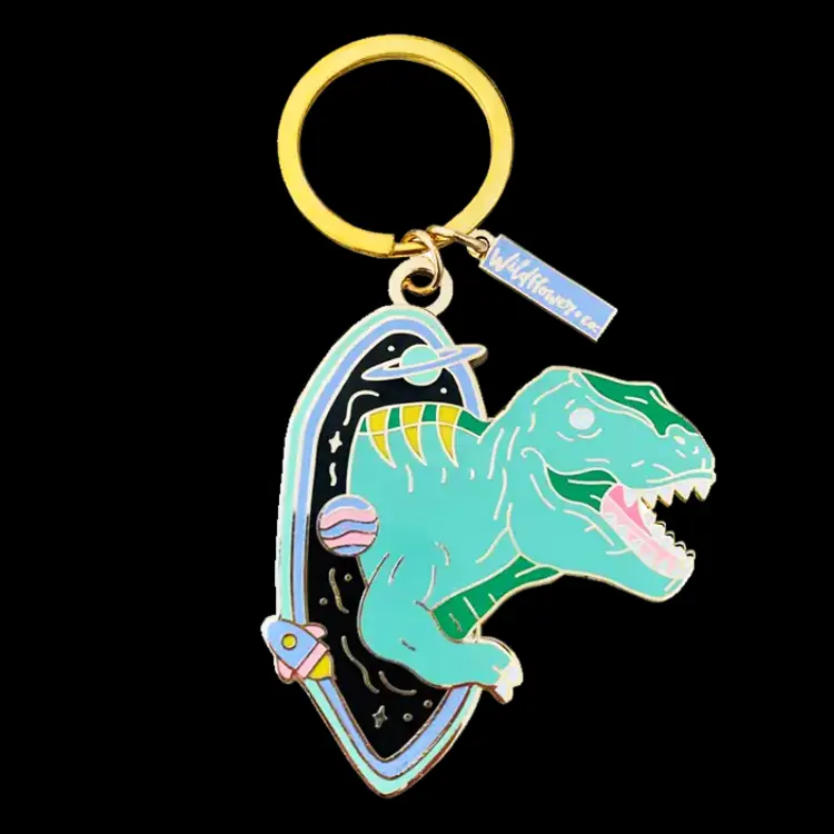 Tùy chỉnh chất lượng cao Thiết kế keychain sáng bóng vàng cứng men kim loại Keyring