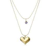 Micci Groothandel Custom Non Bezoedelen Gratis Waterdicht Sieraden Dubbele Laag 14K Vergulde Enkele Drijvende Big Heart Charm Ketting