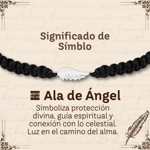 Braccialetto minimalista in acciaio inossidabile nero filo destinativo con bracciale Fine Angel-Wing color argento per fortuna e protezione - Product Image 6