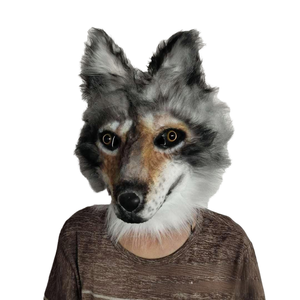 Maschera a forma <span class=keywords><strong>di</strong></span> testa <span class=keywords><strong>di</strong></span> lupo grigio, maschera in peluche per feste a tema <span class=keywords><strong>Halloween</strong></span>, <span class=keywords><strong>film</strong></span> e TV, accessorio divertente per feste - Product Image 1