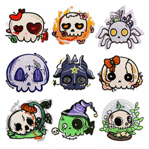 Patchs créatifs à broder en forme de crâne fantaisie, à thermocoller - Product Image 1