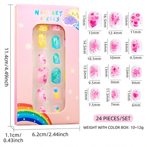 <span class=keywords><strong>Uñas</strong></span> <span class=keywords><strong>Postizas</strong></span> Seguras de ABS con Diseño de Dibujos Animados <span class=keywords><strong>para</strong></span> <span class=keywords><strong>Niñas</strong></span>, 24 Piezas, Pre-encoladas, Reutilizables, <span class=keywords><strong>Uñas</strong></span> a Presión <span class=keywords><strong>para</strong></span> Niños - Product Image 1