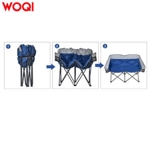 Silla plegable portátil Woqi para acampar al aire libre para dos personas, con marco de aluminio azul, forma ovalada, para uso en jardín. - Product Image 4