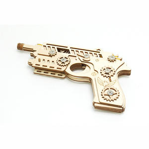 Rompecabezas 3D de Madera, Modelo de Halcón, Pistola de Bandas Elásticas de Accionamiento Manual para Niños de 8 a 13 Años, Color Madera Natural - Product Image 5