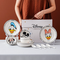Service de table en céramique Mickey, coffret cadeau premium, vaisselle en céramique Mickey dessin animé, ensemble bol, tasse et assiette individuels