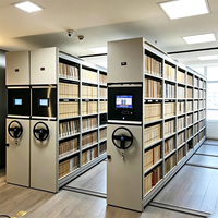 Étagères de rangement mobiles intelligentes hybrides compactes et modernes pour bibliothèque, avec double roue manuelle et entraînement électrique, pour archives numériques