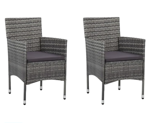 Set di Sedie in Rattan Vintage per Esterni con Cuscini Beige Resistenti alle Intemperie, 2 Posti con Pouf e Tavolino in Vimini Marrone, Arredamento in Rattan per Patio e Terrazza - Product Image 1