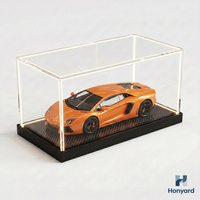 Vitrine en acrylique avec éclairage LED pour modèles réduits de voitures, transparente, anti-poussière, avec base amovible personnalisable, 1:18 1:24
