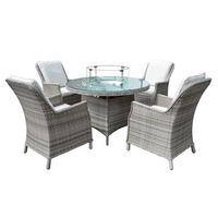 Table de jardin moderne et durable pour l'extérieur, résistante aux UV, en PE, avec chaises en aluminium pour quatre personnes, table de salle à manger, table de foyer en métal imperméable