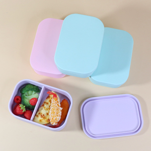 Sang trọng 2 ngăn BPA miễn phí lò vi sóng máy rửa chén an toàn 100% thực phẩm lớp Silicone Ăn Trưa Bento Snack hộp <span class=keywords><strong>container</strong></span> - Product Image 2