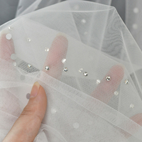 Voile de mariée en nylon monocouche en forme de U, style européen et américain, orné de strass, pour cérémonies de mariage en extérieur