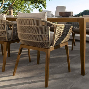 Ensemble <span class=keywords><strong>de</strong></span> jardin <span class=keywords><strong>de</strong></span> style nordique haut <span class=keywords><strong>de</strong></span> gamme, tables et chaises <span class=keywords><strong>en</strong></span> teck, meubles d'extérieur pour patio, résistant à l'eau, chaises <span class=keywords><strong>en</strong></span> <span class=keywords><strong>rotin</strong></span> PE et teck - Product Image 6