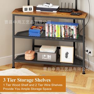 Ironwood Corner <b>TV</b> <b>Stand</b> 3 Tier Metal Wood Storage Rack For Living Room Display - Product Image 3