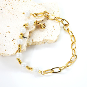 สร้อยข้อมือมุกผู้หญิง 18k ทองชุบสแตนเลสรูปหัวใจเครื่องประดับของขวัญเครื่องประดับแฟชั่น - Product Image 4