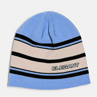 Gorro de punto jacquard a rayas cálido de acrílico premium al por mayor para hombre, ideal para patinaje y uso casual.
