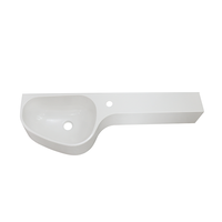 Lavabo de salle de bain en résine courbé de forme spéciale, vasque intégrée gain de place avec plateau de meuble sous-vasque à cadre de toilette étendu