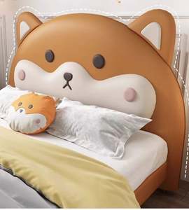 1.5m Upholstered Kids <b>Bed</b> <b>with</b> <b>Storage</b> Modern Simple Dog Design <b>Single</b> <b>Bed</b> for Boys Girls - Product Image 4