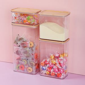 Choice Fun Bamboo And Wood Sealed Jar Transparent Dried Fruit Snack Candy Jar Miscellaneous Grain Storage Jar