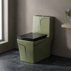 WC monobloc moderne noir en céramique, cuvette de toilette à poser au sol, équipement sanitaire - Product Image 4