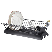Égouttoir à vaisselle double niveau SY Home noir avec plateau de séchage en plastique, construction métallique, étanche, durable, rangement de cuisine moderne