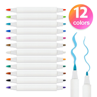 Conception courte pour enfants Pointe fine et pinceau Marqueur de peinture acrylique à base d'eau Couleurs Oem Stylo marqueur de peinture fluorescent liquide