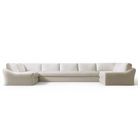 Ensemble de canapés de salon contemporains en tissu, matériau écologique, canapé sectionnel en forme de L avec accoudoirs roulés pour appartement et villa