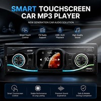 Reproductor MP3 para Auto, 1 Din, Pantalla Táctil, Bluetooth, USB, Lector de Tarjetas TF, Entrada AUX, Asistente de Voz, Memoria de Apagado